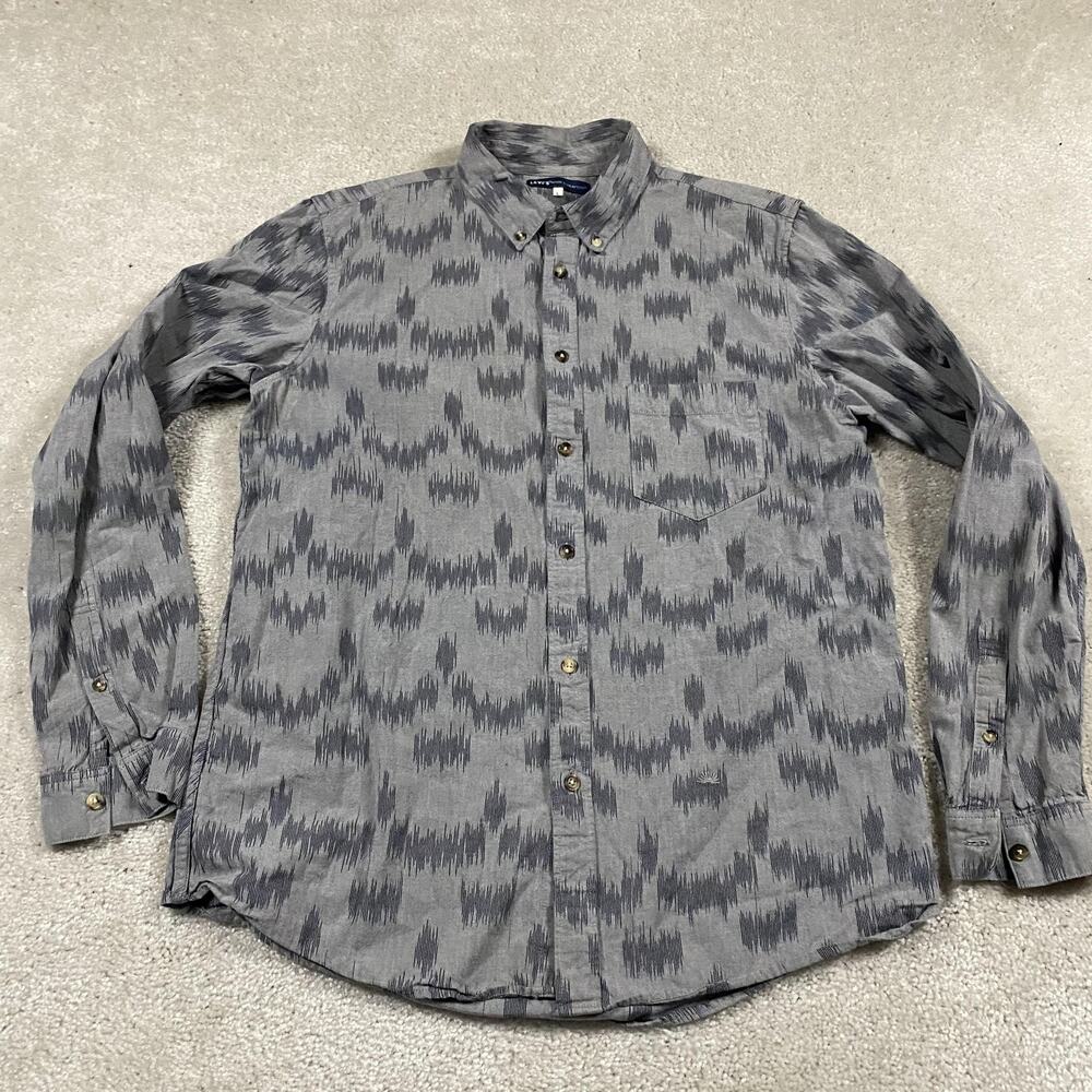 Levis Made‎ & Crafted Shirt Mens Large Gray Ikat Print Button Down Cotton Casual